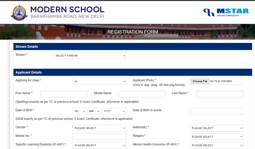 modernschool.net Admission
